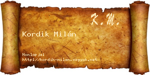 Kordik Milán névjegykártya
