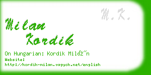 milan kordik business card